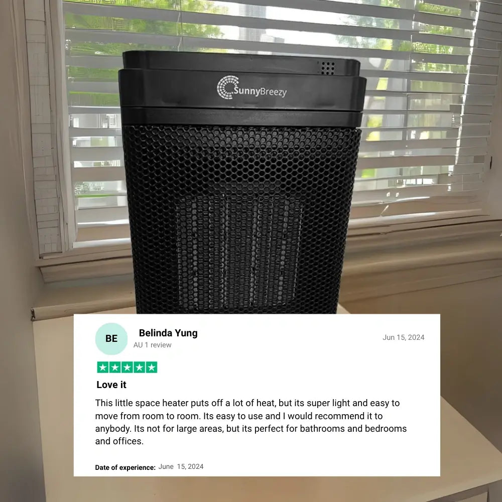 SunnyBreezy 1500W Heater | Efficient Portable Electric Heater with Thermostat & Timer
