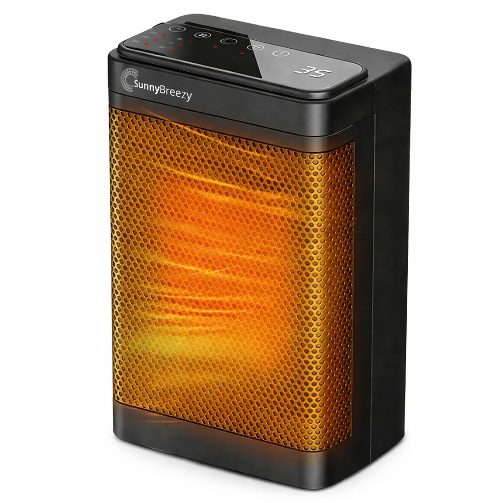 SunnyBreezy 1500W Heater | Efficient Portable Electric Heater with Thermostat & Timer