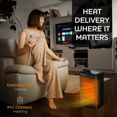 SunnyBreezy 1500W Heater | Efficient Portable Electric Heater with Thermostat & Timer