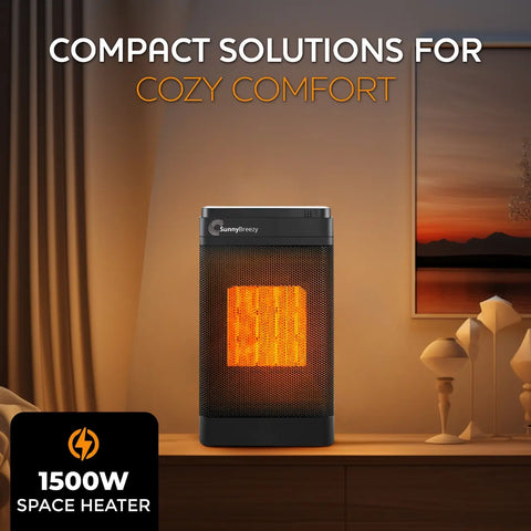 SunnyBreezy 1500W Heater | Efficient Portable Electric Heater with Thermostat & Timer